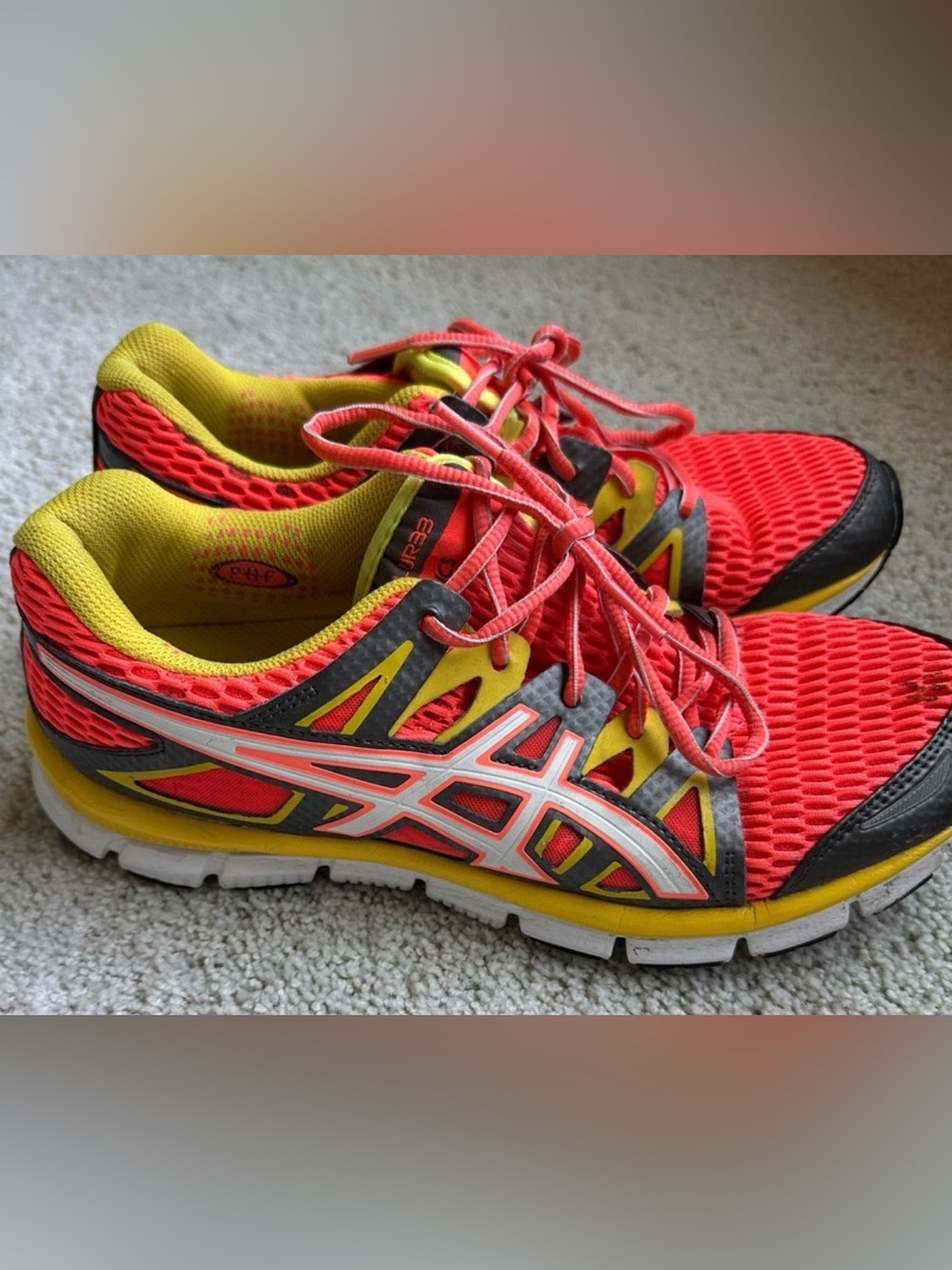 ASICS GEL-Blur33 Womens Running Shoes Neon Orange Yellow Black T2H8N Size 9.5